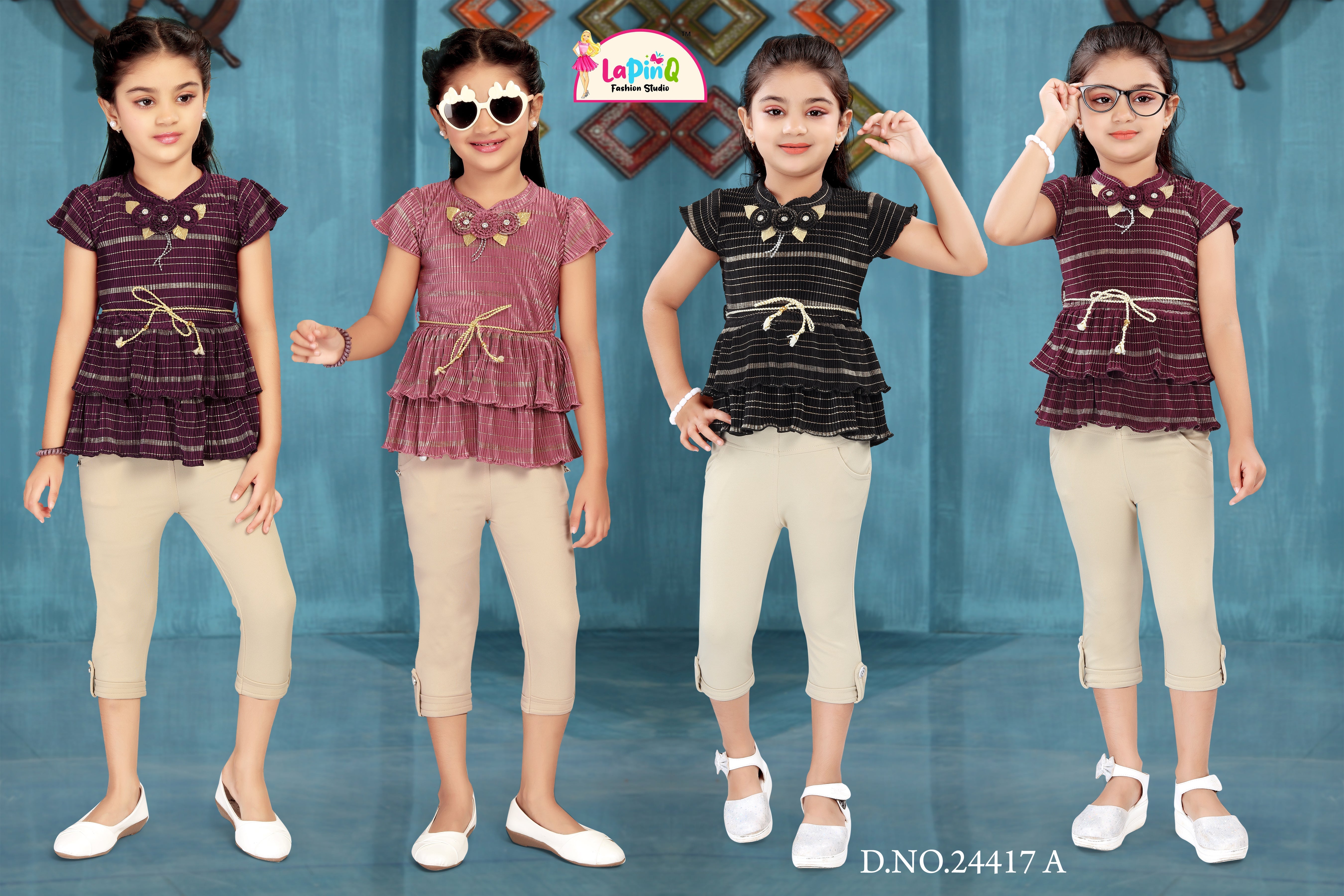 Girls Capri Set with Peplum Top