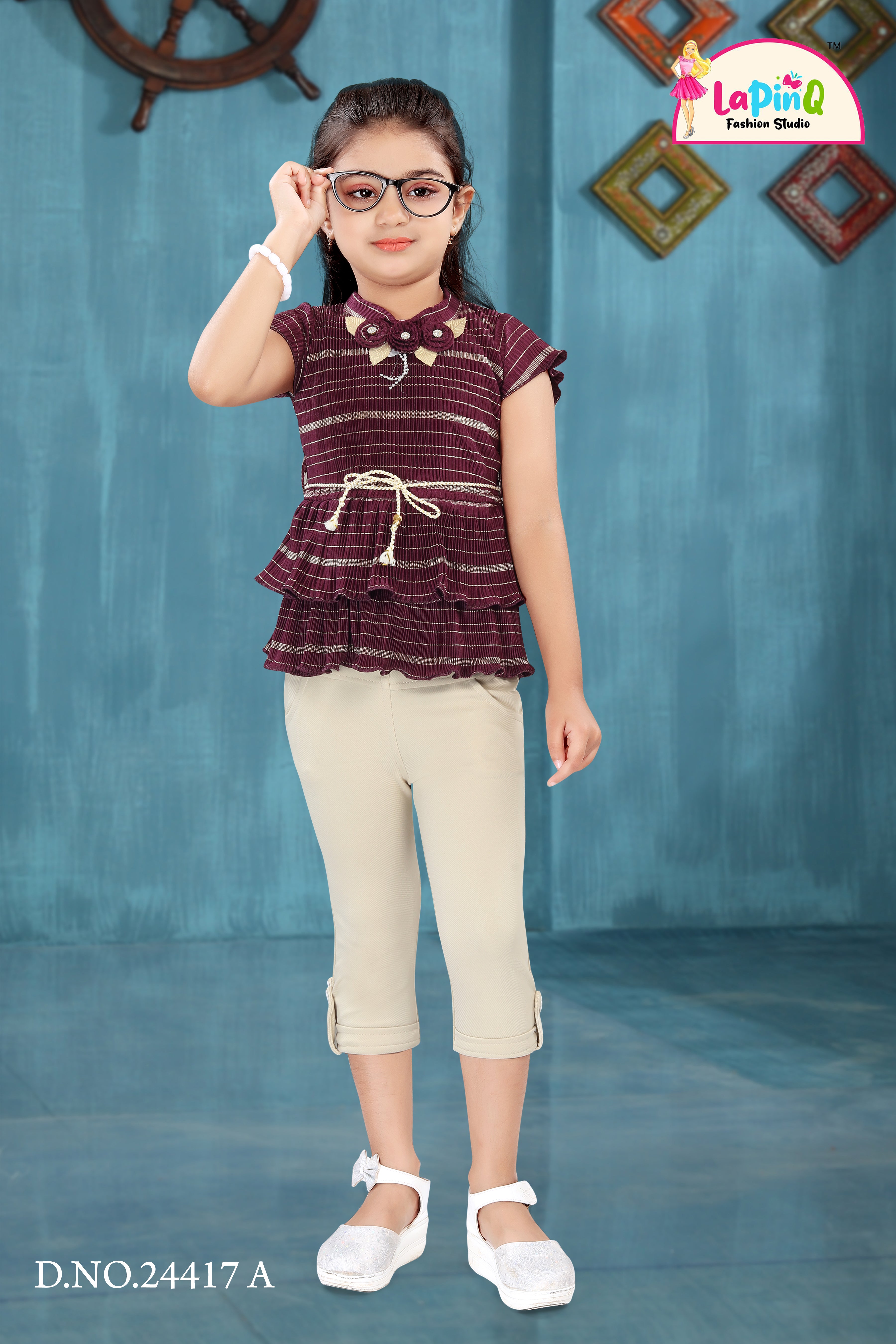 Girls Capri Set with Peplum Top