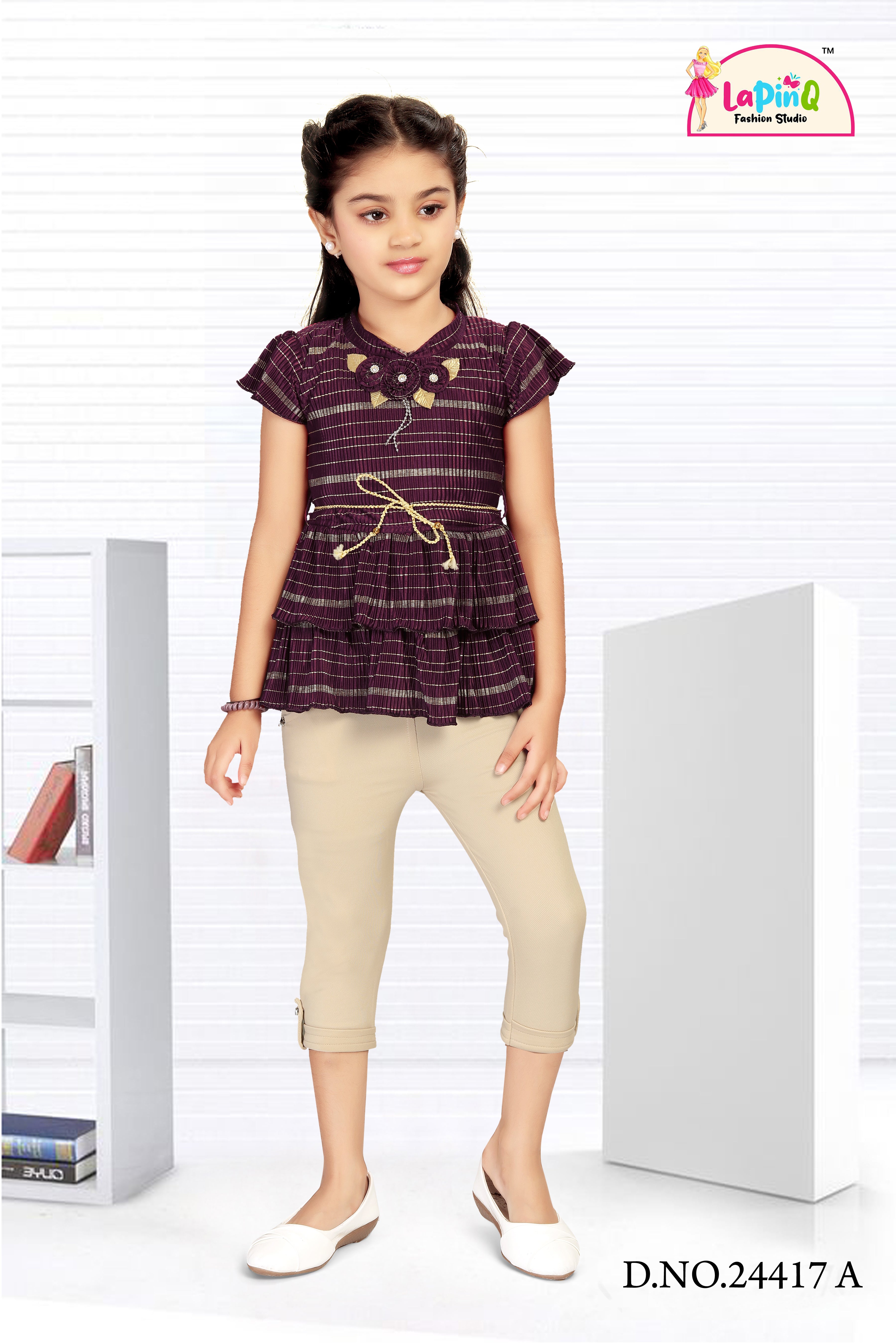 Girls Capri Set with Peplum Top