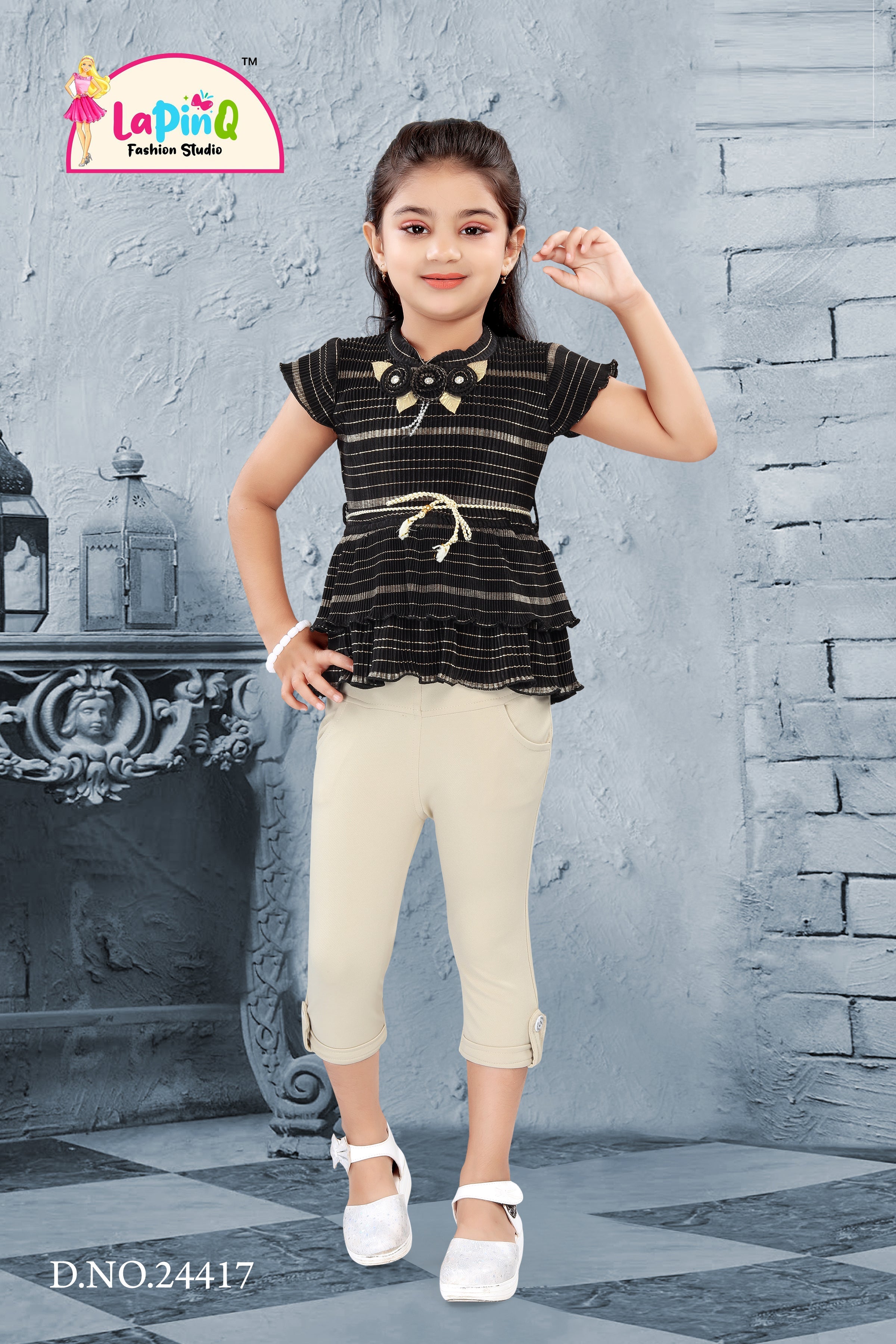 Girls Capri Set with Peplum Top