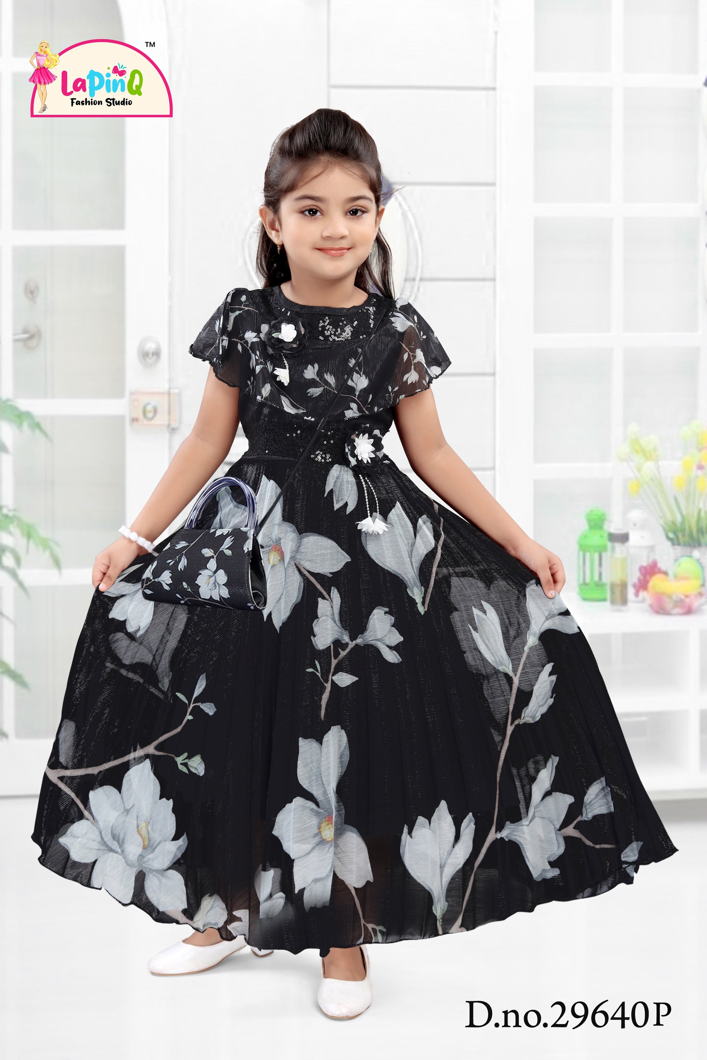 Girls Stylish One Piece Dress | Long Frock | With Matching Purse