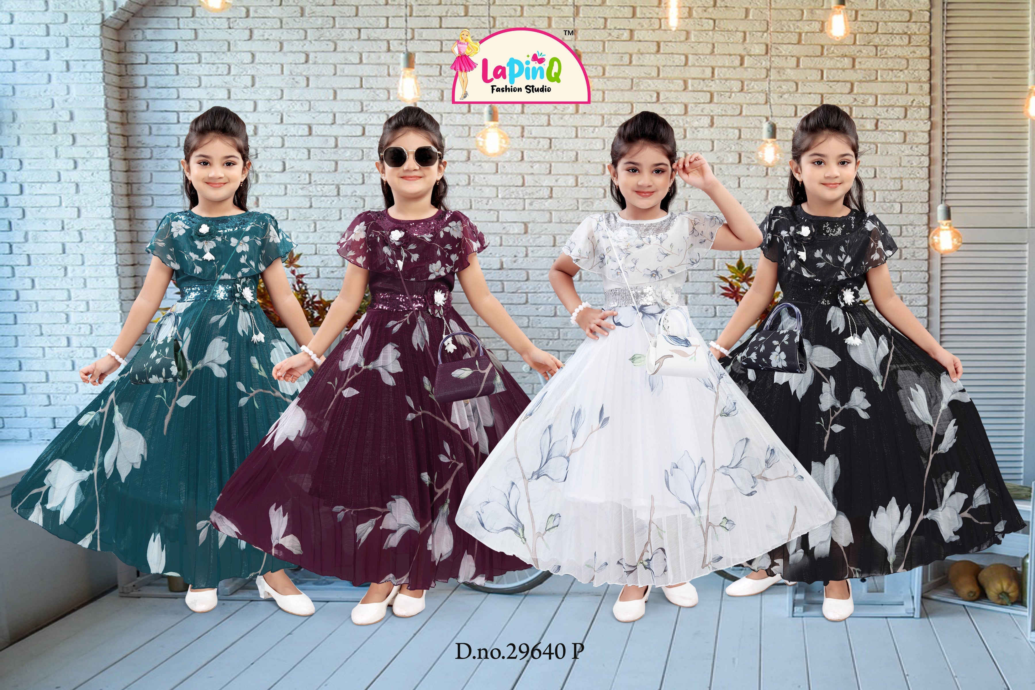 Girls Stylish One Piece Dress | Long Frock | With Matching Purse