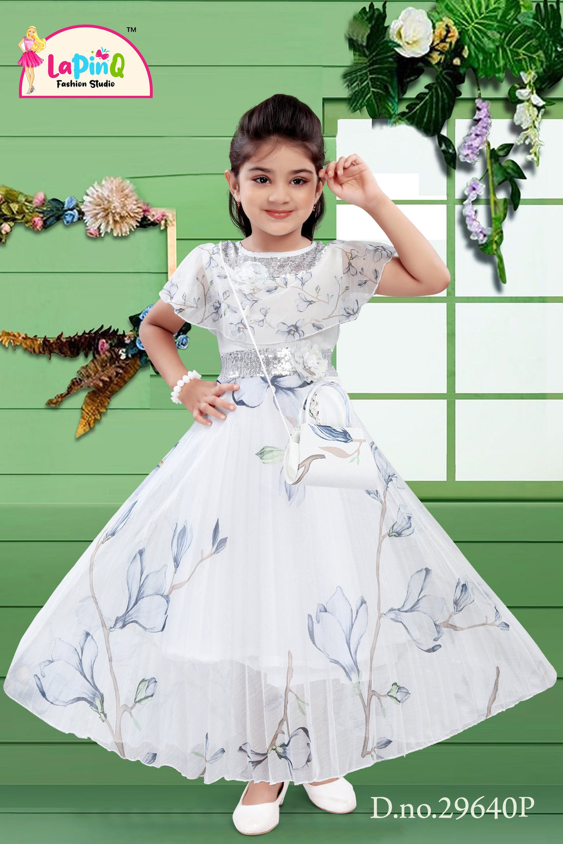 Girls Stylish One Piece Dress | Long Frock | With Matching Purse