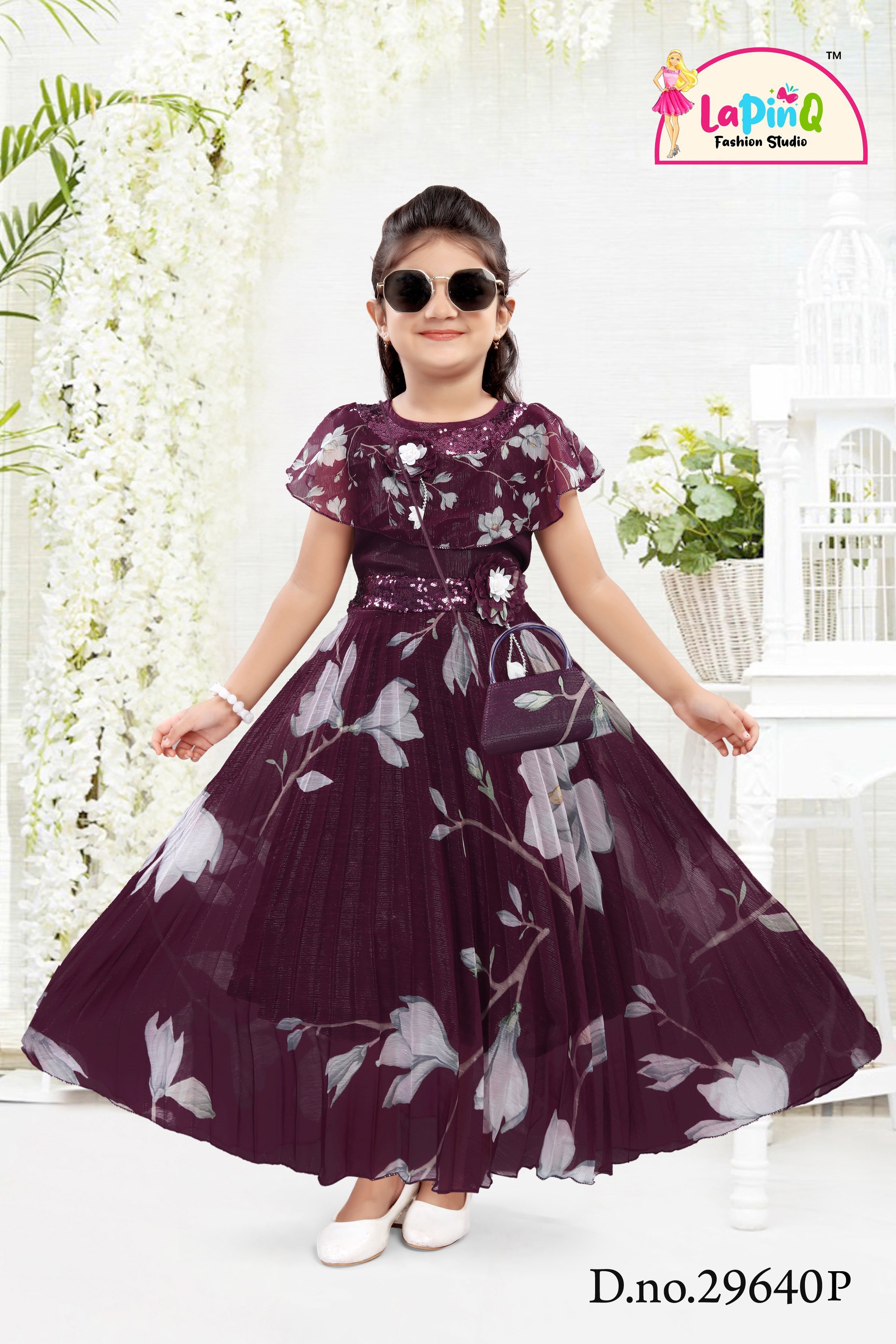 Girls Stylish One Piece Dress | Long Frock | With Matching Purse