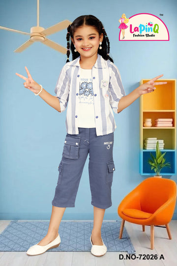 Girls Stylish Cargo Capri with Jacket