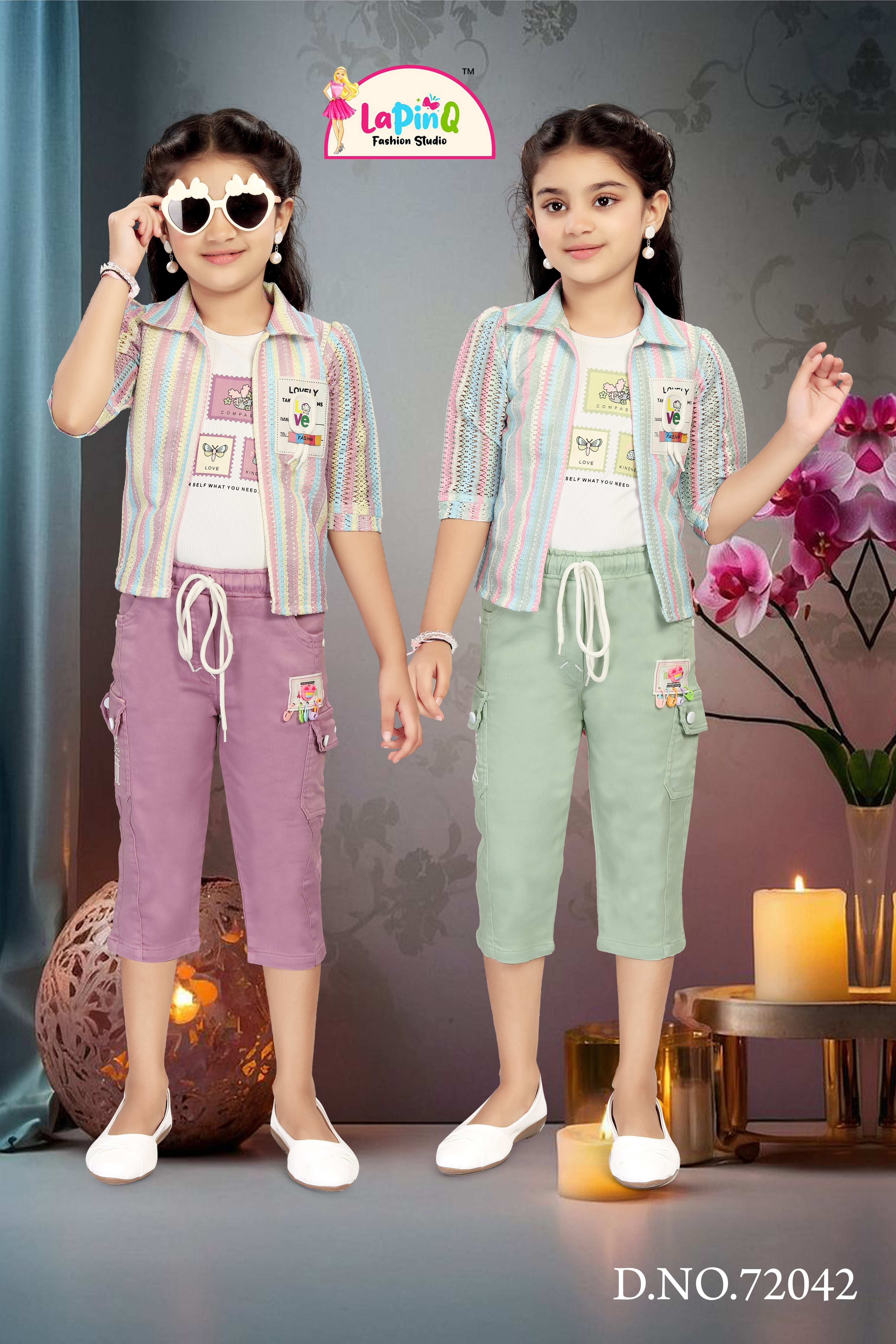 Girls Stylish Capri and Jacket Set