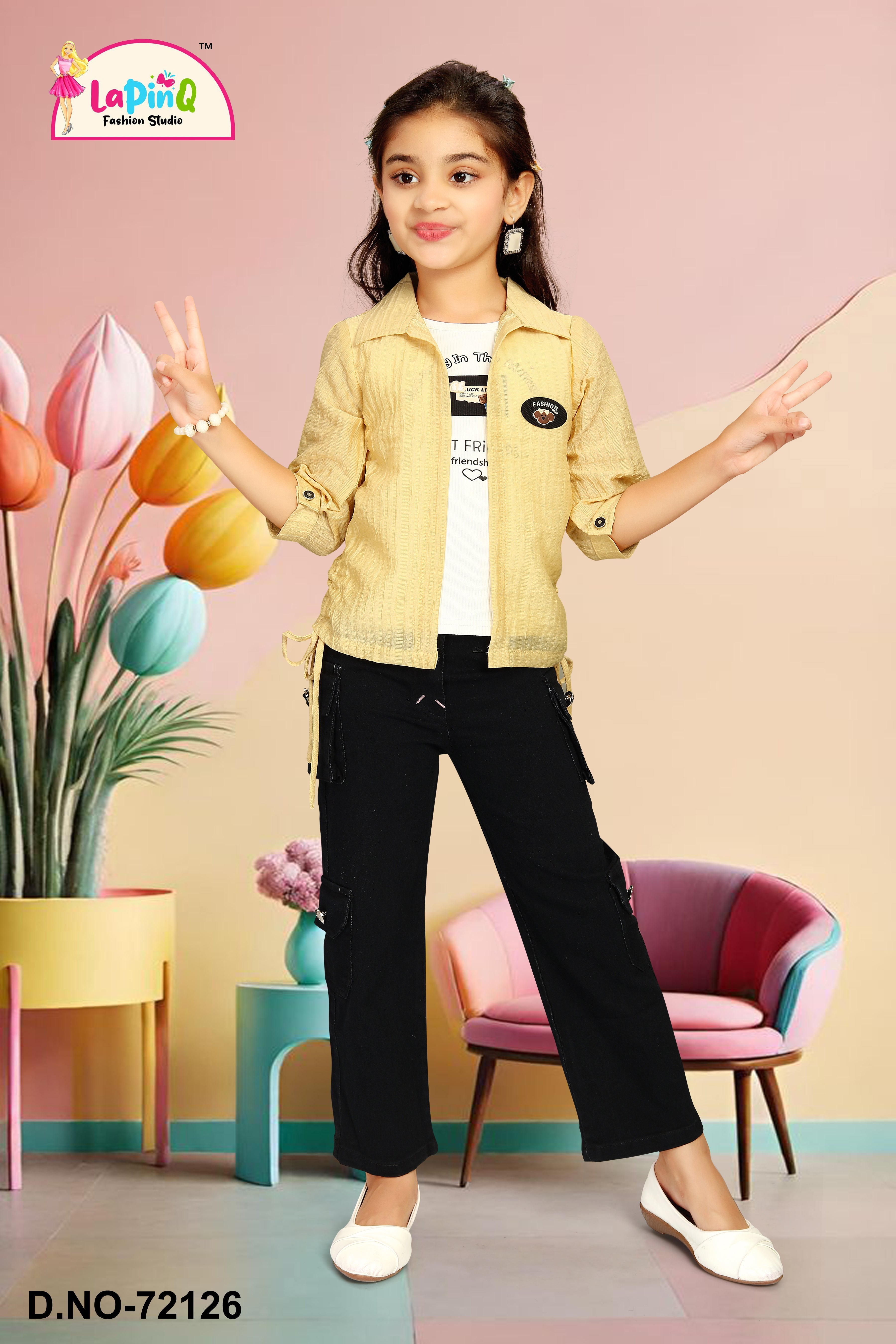 Girl Pant Tshirt and Jacket set